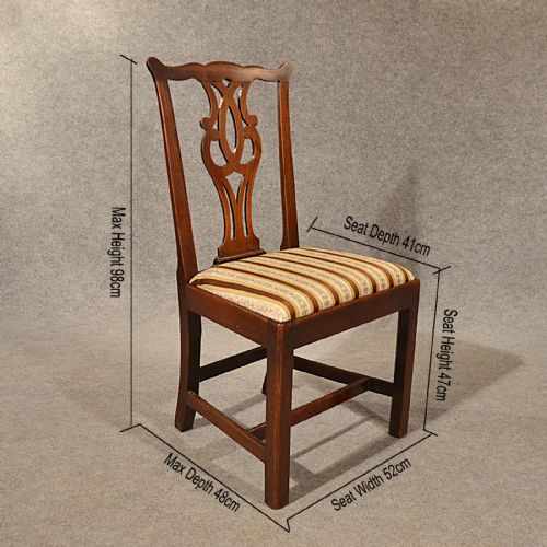 fig 1. Antique Pair Oak Dining Side Study Desk Chairs Quality English Chippendale c1780