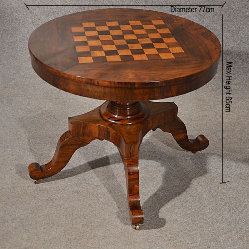 fig 1. Antique Chess Games Library Table Burr Walnut Quality English Regency c1820