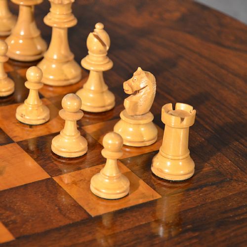 fig 2. Antique Chess Games Library Table Burr Walnut Quality English Regency c1820