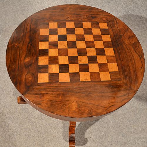 fig 3. Antique Chess Games Library Table Burr Walnut Quality English Regency c1820