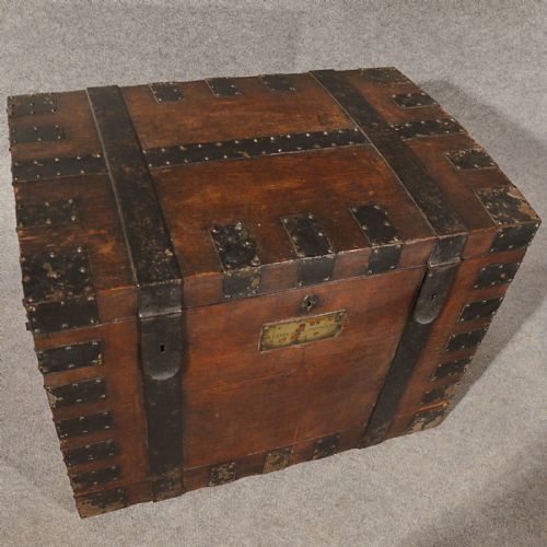 fig 3. Antique Silver Chest Trunk Box Quality Provenance Regency English Oak c1830