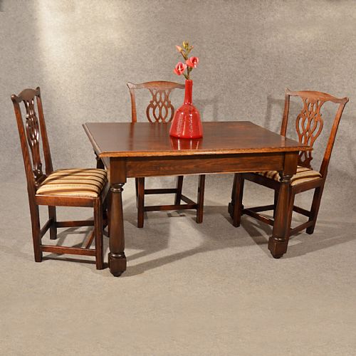 Antique Oak Dining Kitchen Table 4 Seater Quality English Late Victorian C1900