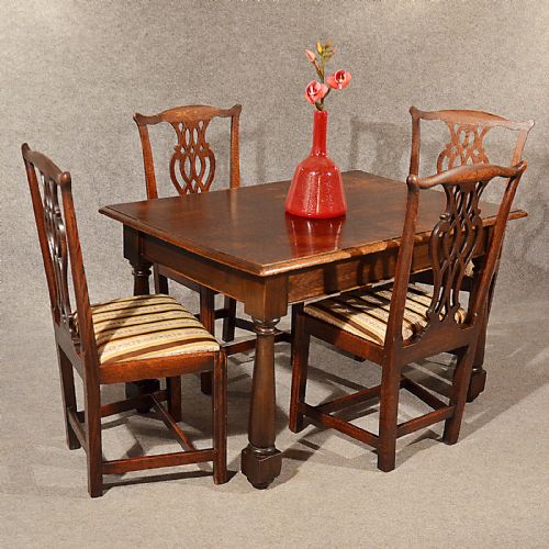 fig 2. Antique Oak Dining Kitchen Table 4 Seater Quality English Late Victorian c1900