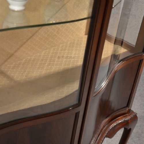 fig 2. Antique Display China Cabinet Quality English Edwardian Fine Curved Glass c1910