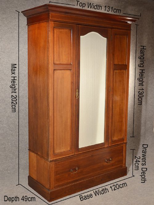 fig 2. Antique Wardrobe Armoire Mirror Door Maple & Co Quality English Mahogany c1910