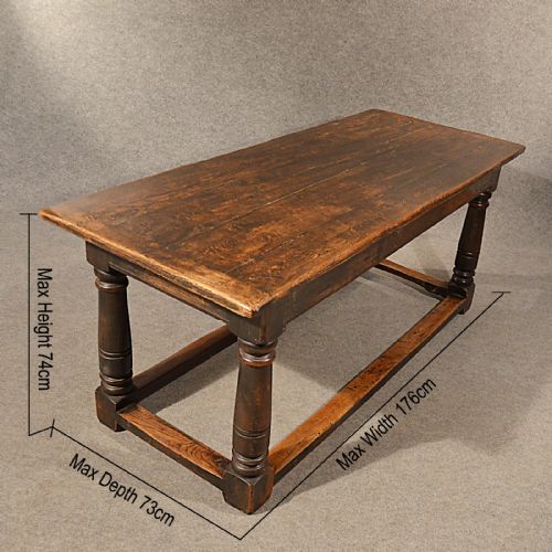 fig 1. Antique Refectory Dining Kitchen Table Solid English Oak Top Quality c1800