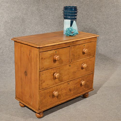 Antique Pine Small Chest of Drawers Quality Original English Victorian C1900