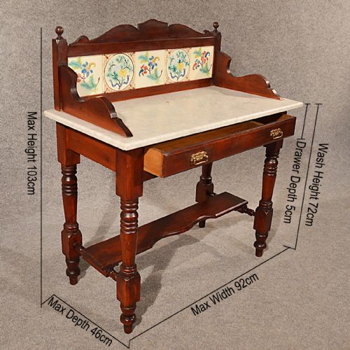 fig 1. Antique Marble Wash Stand Vanity Dressing Table Fine Tiles Quality English c1890