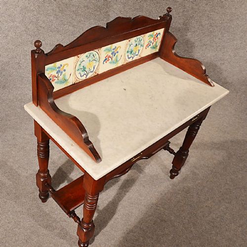 fig 2. Antique Marble Wash Stand Vanity Dressing Table Fine Tiles Quality English c1890