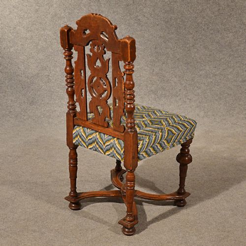 fig 3. Antique Dining Chairs Oak Carved Tapestry Needlepoint Victorian English c1860