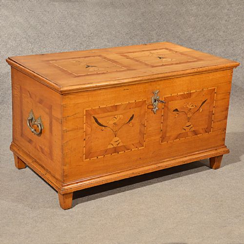 Antique Chest Trunk Blanket Box Coffer Quality Marquetry Fine Inlaid Oak C1870