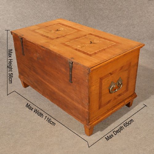 fig 1. Antique Chest Trunk Blanket Box Coffer Quality Marquetry Fine Inlaid Oak c1870