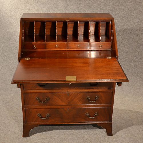 fig 2. Antique Bureau Edwardian Writing Desk Quality Flame Mahogany English c1910