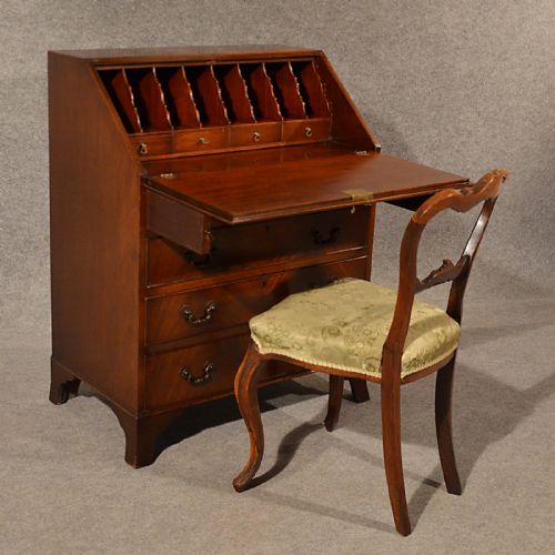 fig 3. Antique Bureau Edwardian Writing Desk Quality Flame Mahogany English c1910