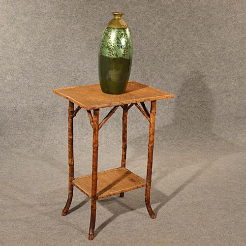 Antique Table Lamp Side Display Two Tier Bamboo Stand Oriental Victorian C1890