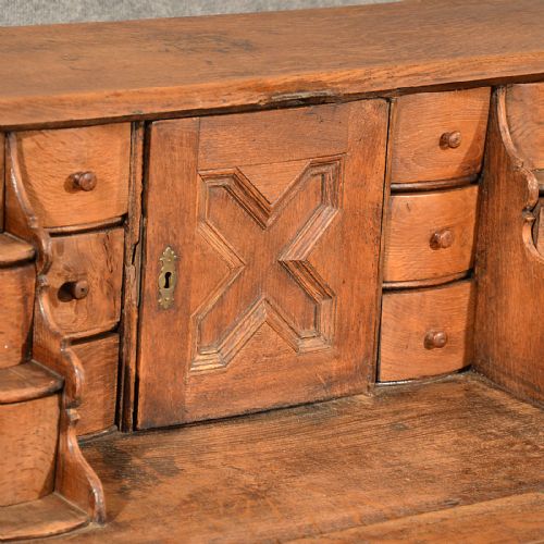 fig 3. Antique Oak Bureau Writing Study Desk Fine Quality Serpentine Front c1800