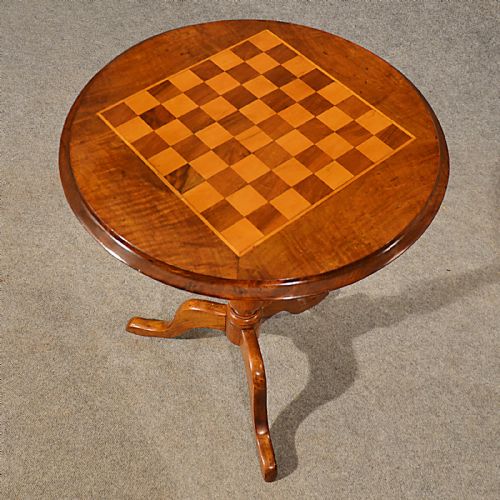 fig 2. Antique Chess Table Games Tripod Lamp Wine Side Walnut English Victorian c1900
