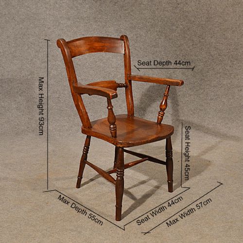 fig 1. Antique Elm Country Chair Windsor Carver Kitchen Dining English Regency c1830