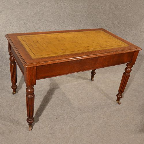 fig 3. Antique Oak Desk Leather Quality Library Writing Table English Victorian c1870