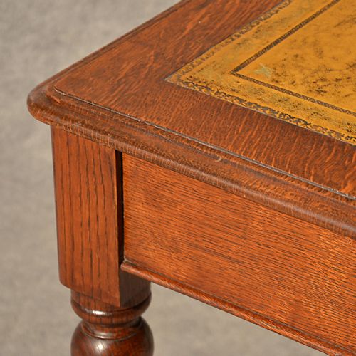fig 4. Antique Oak Desk Leather Quality Library Writing Table English Victorian c1870