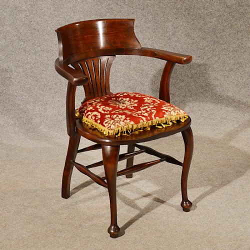 Vintage Antique Office Desk Chair Carver Armchair Excellent Condition C1920
