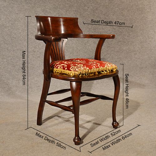 fig 1. Vintage Antique Office Desk Chair Carver Armchair Excellent Condition c1920