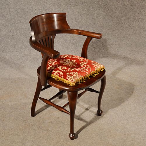 fig 2. Vintage Antique Office Desk Chair Carver Armchair Excellent Condition c1920