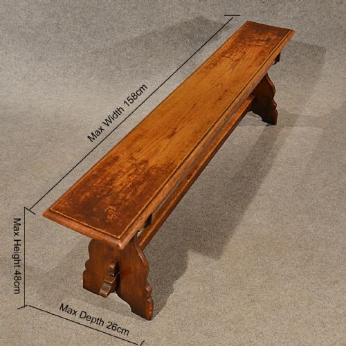 fig 1. Antique Pair Oak Benches Settle Pew Seats Quality English Late Victorian c1890