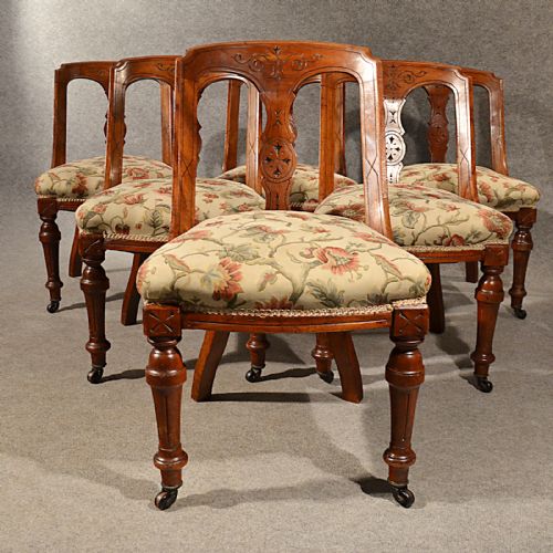 Antique Dining Chairs Quality Set of 6 English Victorian Aesthetic Period C1890
