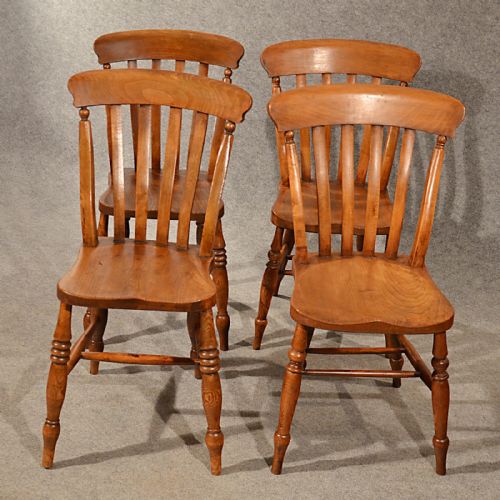 fig 2. Antique Elm Chairs Kitchen Dining Quality Edwardian English Lath Back c1910