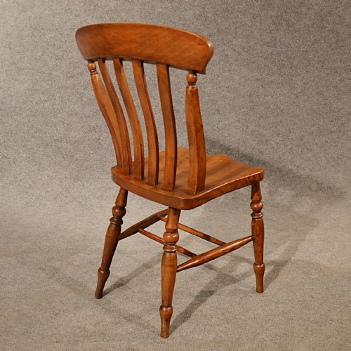 fig 3. Antique Elm Chairs Kitchen Dining Quality Edwardian English Lath Back c1910
