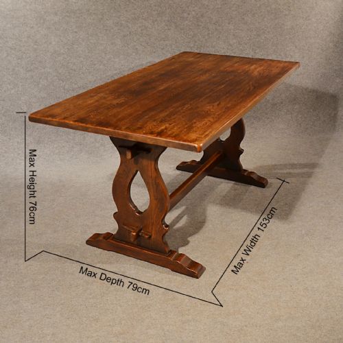 fig 1. Antique Oak Kitchen Dining Table Country Six Seat English Refectory 5' c1900