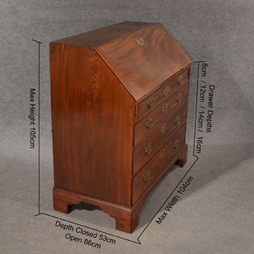 fig 1. Antique Bureau Writing Study Desk Fine Quality Mahogany English Georgian c1800