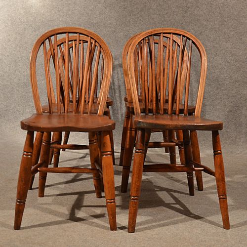 fig 2. Antique Elm Chairs Kitchen Dining Set 6 Quality English Wycombe Stick Back c1910