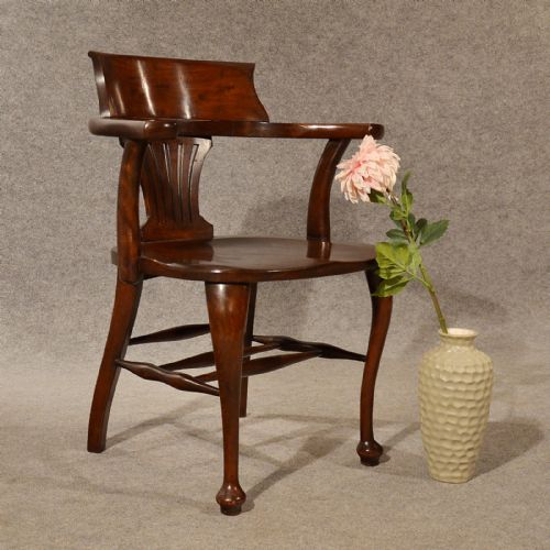 Vintage Antique Office Desk Chair Carver Armchair Excellent Condition C1920