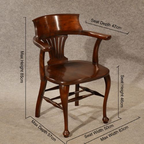 fig 1. Vintage Antique Office Desk Chair Carver Armchair Excellent Condition c1920