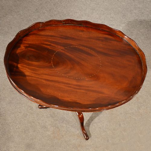 fig 2. Antique Oval Table Lamp Occasional Side Tripod Wine Fine English Victorian c1860