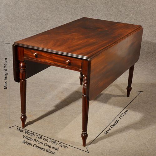 fig 1. Antique Dining Table Pembroke Drop Leaf English Regency 4 Seater & Drawer c1830