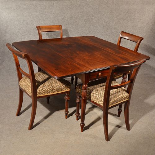 fig 2. Antique Dining Table Pembroke Drop Leaf English Regency 4 Seater & Drawer c1830