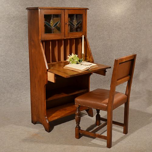 Antique Bureau Writing Study Desk Oak Liberty Quality English Arts Crafts C1910