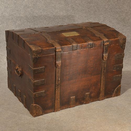 Antique Silver Military Chest Campaign Trunk Quality Provenance Oak C1870