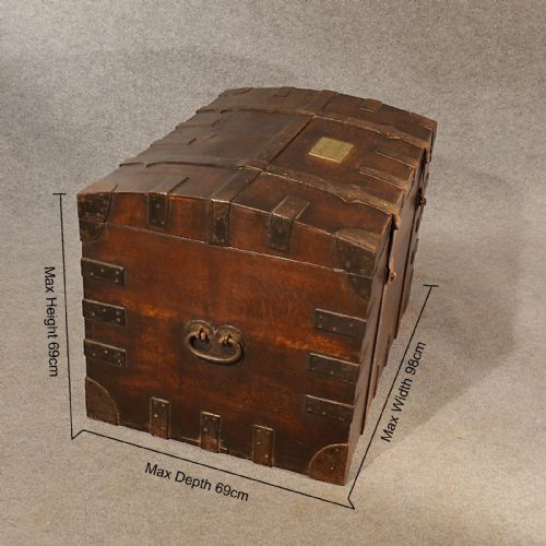 fig 1. Antique Silver Military Chest Campaign Trunk Quality Provenance Oak c1870