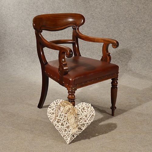 Antique Leather Study Desk Elbow Chair Armchair Quality English Regency C1830