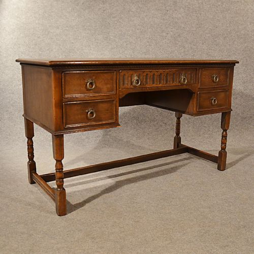 fig 2. Antique Oak Writing Desk Study Office Table Quality Edwardian English c1910