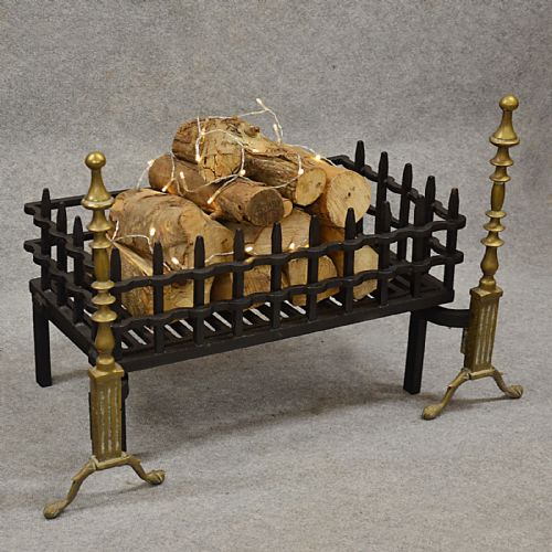 Antique Fire Basket Chimney Hearth Fireplace Iron Grate C1900