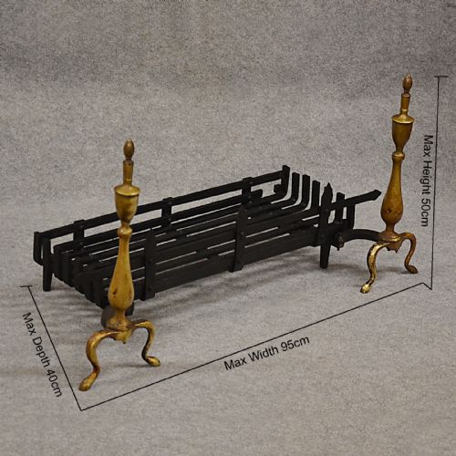 fig 1. Antique Fire Basket Chimney Hearth Fireplace Iron Grate c1900