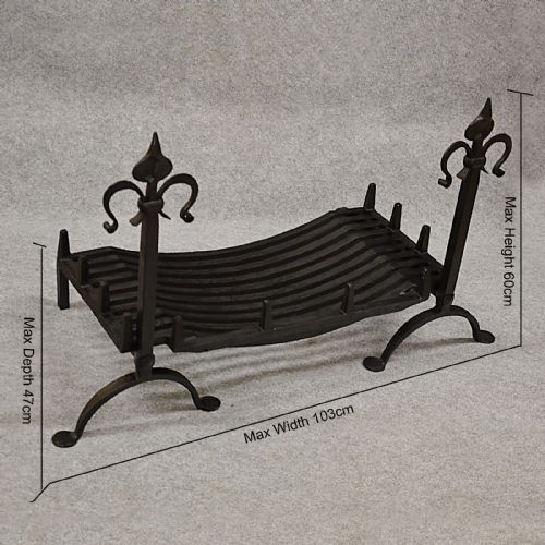 fig 1. Antique Fire Basket Chimney Hearth Fireplace Iron Grate c1900