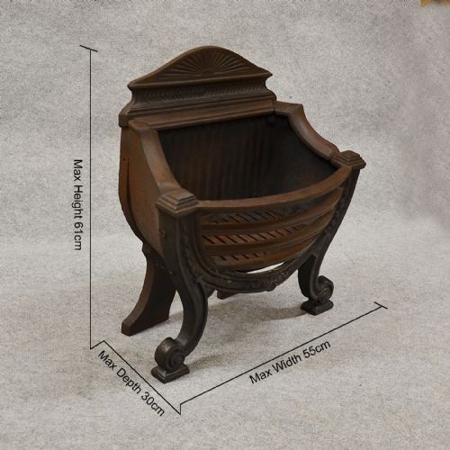 fig 1. Antique Fire Basket Chimney Hearth Fireplace Iron Grate c1900