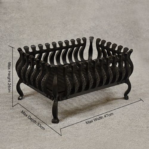 fig 1. Antique Fire Basket Chimney Hearth Fireplace Iron Grate c1900