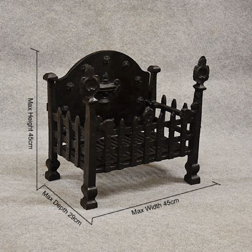 fig 1. Antique Fire Basket Chimney Hearth Fireplace Iron Grate c1900